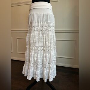 Cute Options White Lace Maxi Skirt, Size Small
